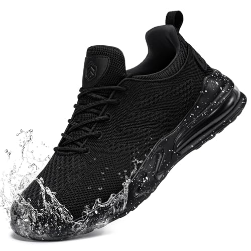 LARNMERN Wasserdicht Schuhe Laufschuhe Herren Sportschuhe Kochschuhe rutschfeste Turnschuhe Fashion Outdoor Casual Schuhe Fitness(gefleckt Weiß,38) von LARNMERN