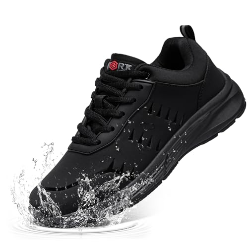 LARNMERN Kochschuhe rutschfeste Schuhe Herren Damen Wasserfeste Küche Arbeitsschuhe Laufsohle Non-Slip Gastro Kellner Sportschuhe Outdoor Fitness OHNE-Stahlkappe,Schwarz / 38 EU von LARNMERN