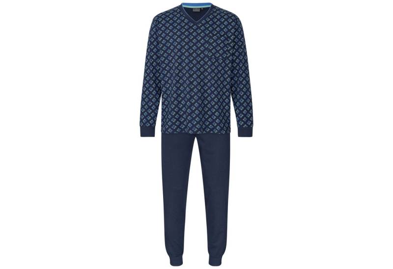 LAROG Schlafanzug (2 tlg) Pyjama mit Bündchen, V-Ausschnitt und aufgesetzter Brusttasche von LAROG