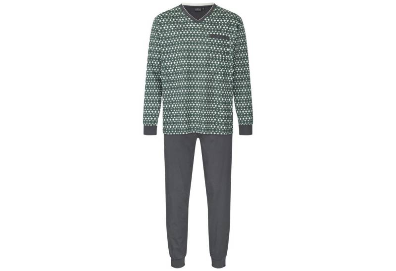 LAROG Schlafanzug (2 tlg) Pyjama mit Bündchen, V-Ausschnitt und aufgesetzter Brusttasche von LAROG