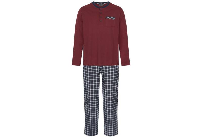 LAROG Schlafanzug Pyjama tawny port / checks (2 tlg) Pyjama mit Knopfleiste und aufgesetzter Brusttasche von LAROG
