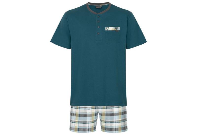 LAROG Schlafanzug Shorty chesapeake bay / checks (2 tlg) Shorty mit Knopfleiste und aufgesetzter Brusttasche von LAROG