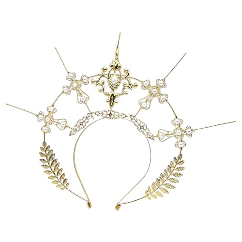 Handgefertigtes Stirnband Halos Gothic Kopfschmuck Filigran für Hochzeit Braut Foto Requisiten Haarschmuck Cosplay Modische Kopfbedeckung Handgefertigtes Stirnband Halos Gothic Kopfschmuck Filigran für Hochzeit Braut Foto Requisiten Haarschmuck Cosplay Modische Kopfbedeckung von LARUISEE