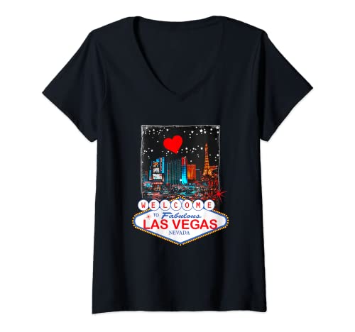 Damen Liebe LAS VEGAS Shirt Männer Frauen Souvenir Geschenke Vegas T-Shirt mit V-Ausschnitt Damen Liebe LAS VEGAS Shirt Männer Frauen Souvenir Geschenke Vegas T-Shirt mit V-Ausschnitt von LAS VEGAS Nevada