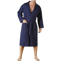 LASA Herren Bademantel blau Baumwolle unifarben von LASA