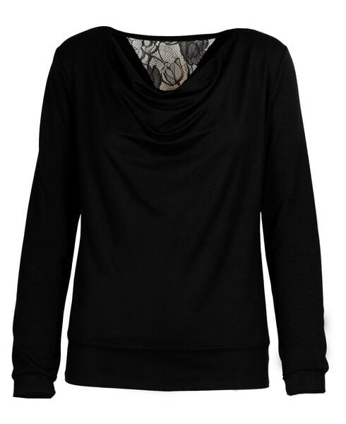 Langarmshirt aus Bambus mit Spitzeneinsatz - Lasalina von LASALINA