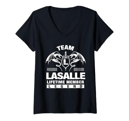 Damen Team Lasalle - Lebenslange Mitgliedsgeschenke T-Shirt mit V-Ausschnitt Damen Team Lasalle - Lebenslange Mitgliedsgeschenke T-Shirt mit V-Ausschnitt von LASALLE FAMILY Idea Gifts