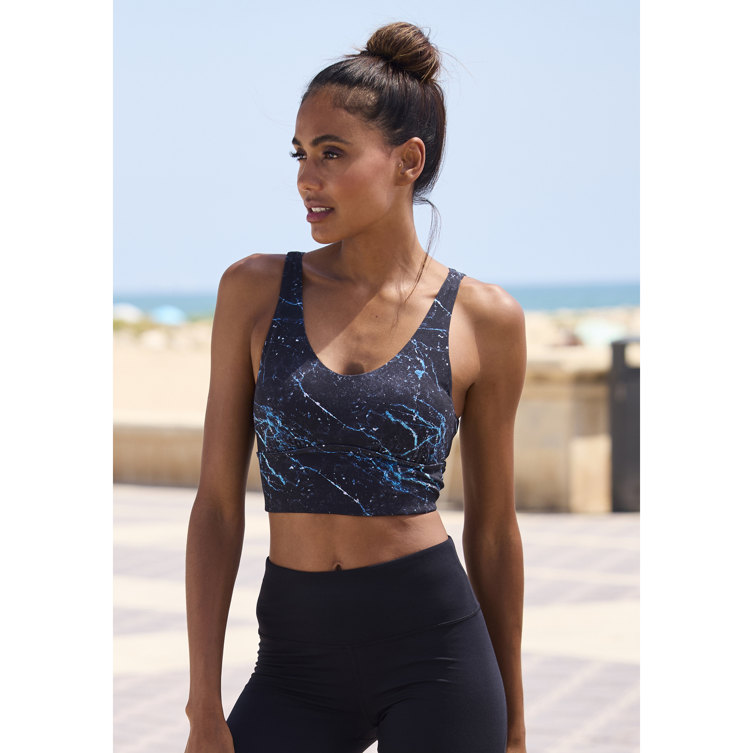 LASCANA ACTIVE Crop-Top Damen schwarz, blau Gr.S (36/38) von LASCANA ACTIVE