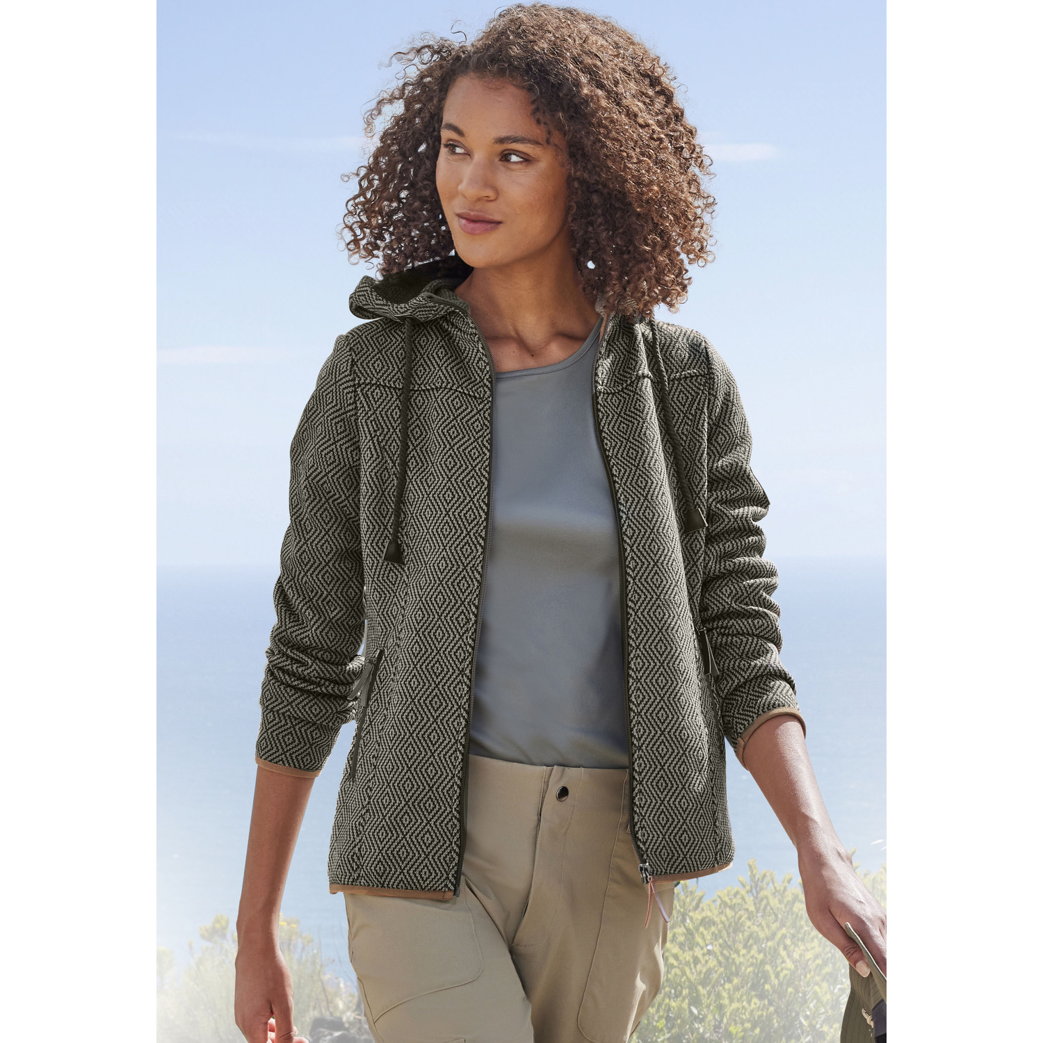 LASCANA ACTIVE Fleecejacke Damen olive Gr.32/34 von LASCANA ACTIVE