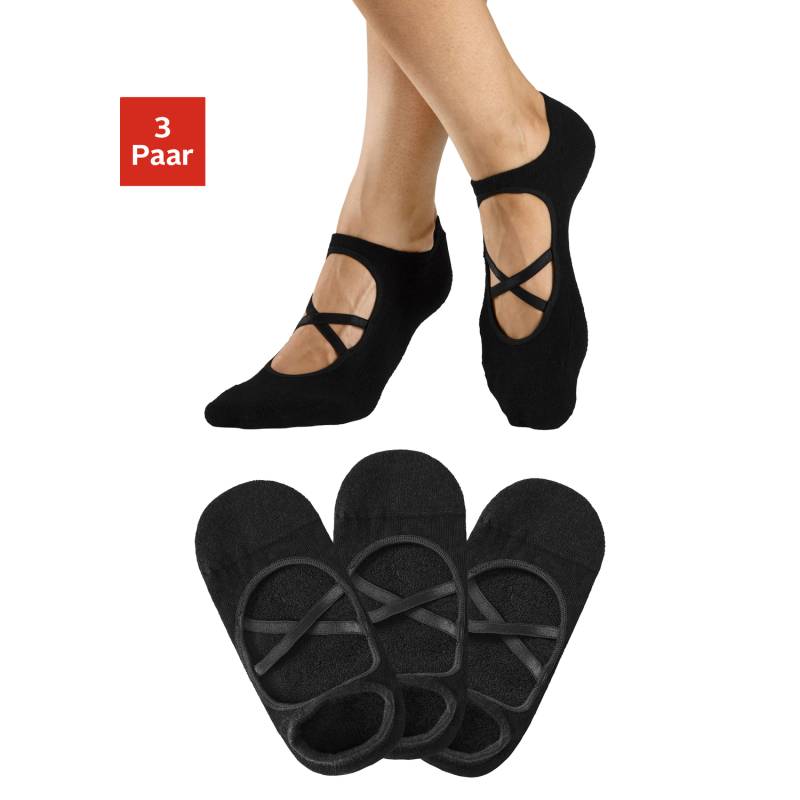 LASCANA ACTIVE Füßlinge Damen 3x schwarz Gr.35-38 von LASCANA ACTIVE