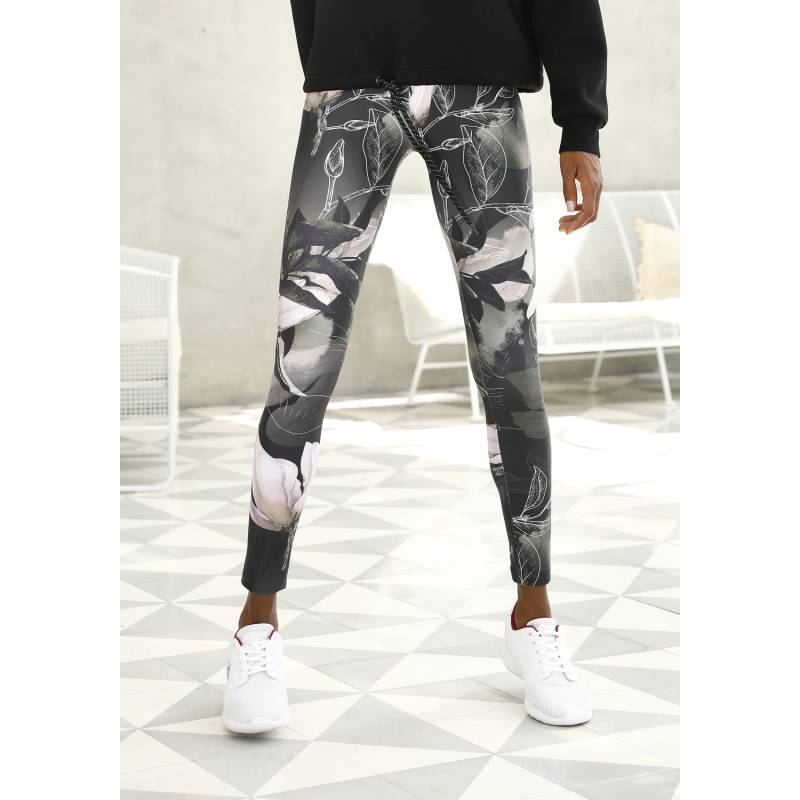 LASCANA ACTIVE Leggings Damen gemustert-khaki-hellrosa Gr.S (36/38) von LASCANA ACTIVE
