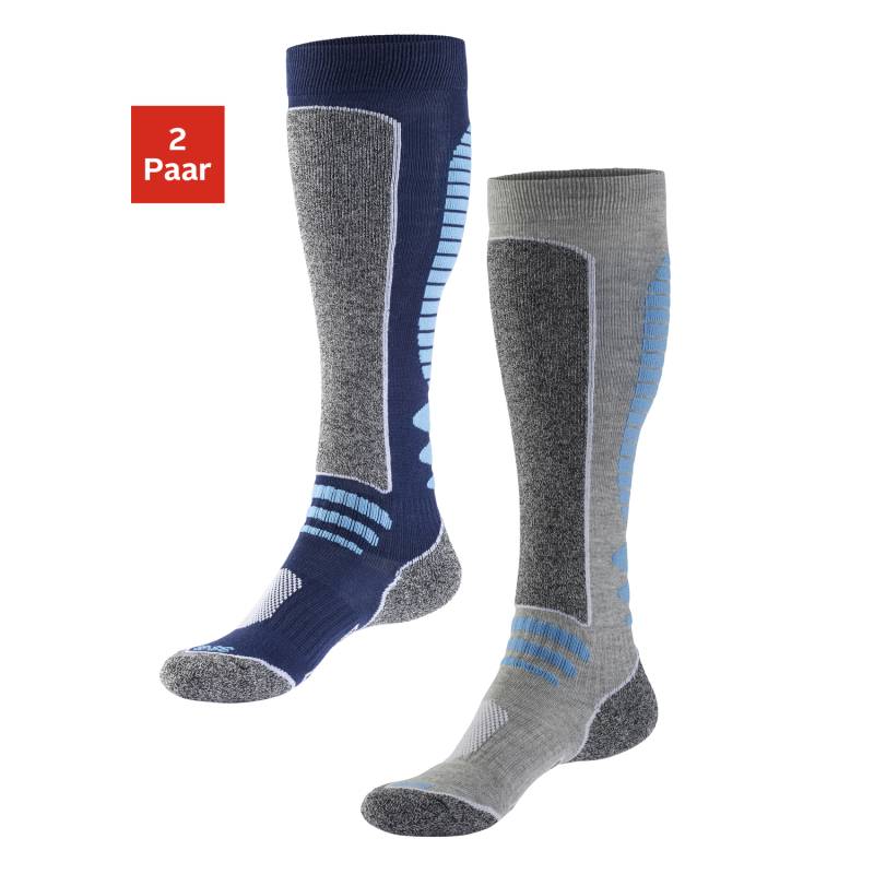 LASCANA ACTIVE Skisocken Damen 1x marine mit grau mouline, 1x hell grau melange mit grau mouline Gr.39-42 von LASCANA ACTIVE