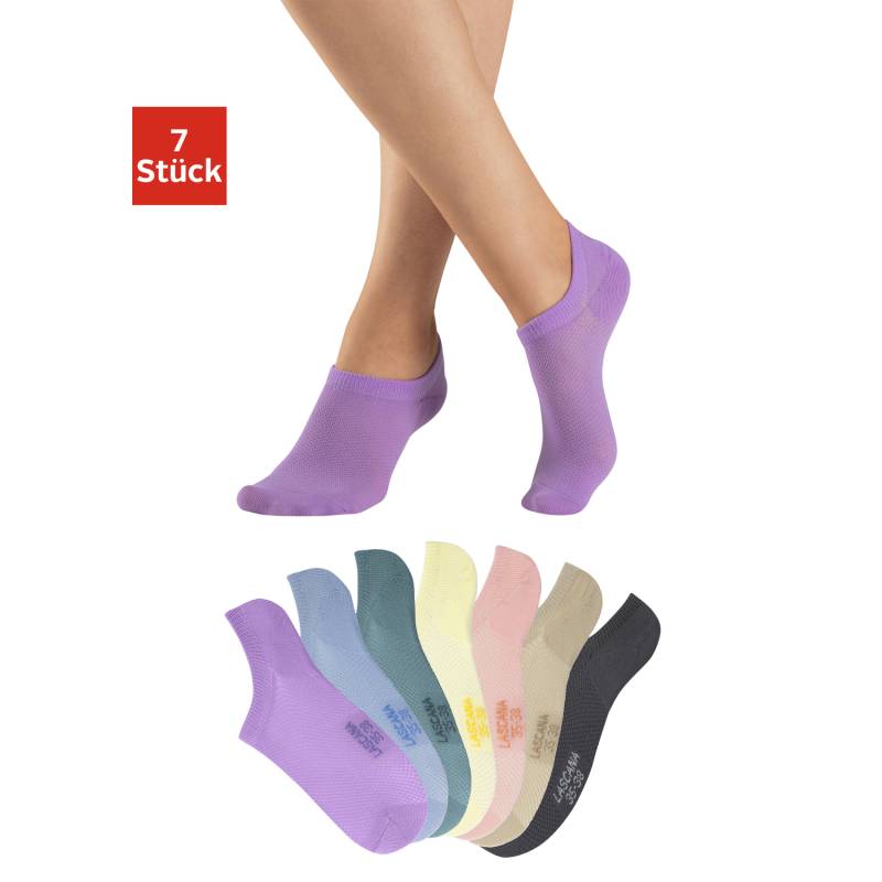 LASCANA ACTIVE Sneakersocken Damen 1x peach, 1x flieder, 1x hell blau, 1x mint, 1x gelb, 1x silber, 1x beige Gr.35-38 von LASCANA ACTIVE