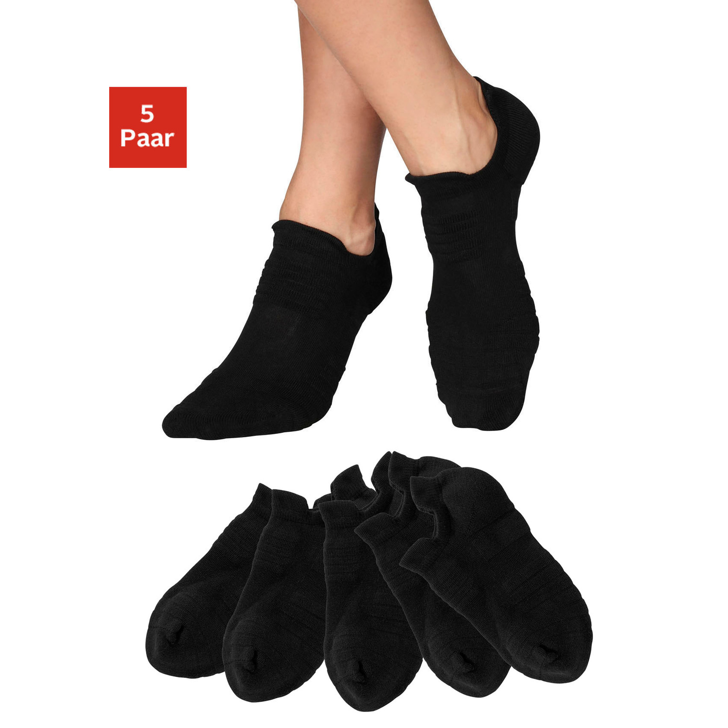 LASCANA ACTIVE Sneakersocken Damen 5x schwarz Gr.35-38 von LASCANA ACTIVE