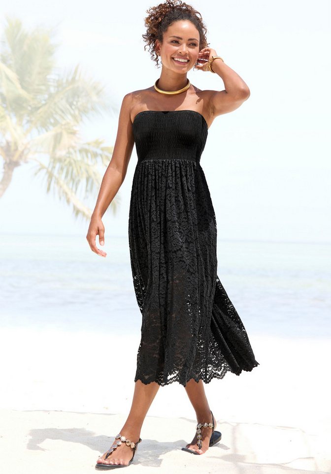 LASCANA 2-in-1-Kleid aus geblümter Spitze, Sommerkleid oder Maxirock, elastisch von LASCANA