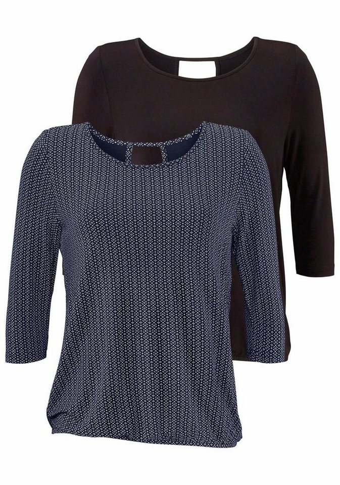 LASCANA 3/4-Arm-Shirt mit modischem Cut-out (2er-Pack) aus weichem Viskose-Stretch von LASCANA