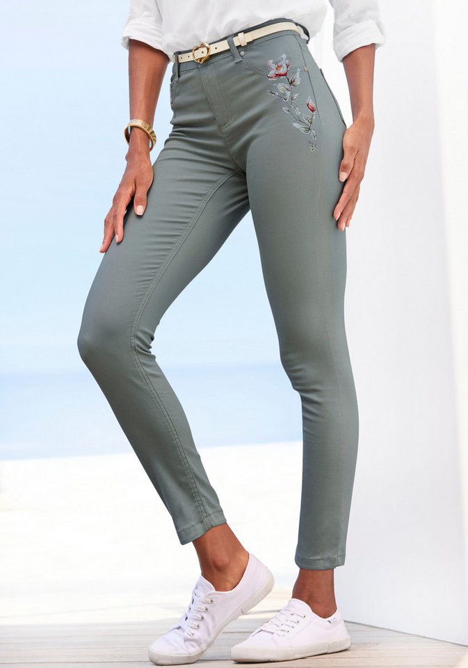 LASCANA 7/8-Jeggings mit dezentem Blumendruck, elastische Skinny Jeans aus Baumwoll-Mix von LASCANA