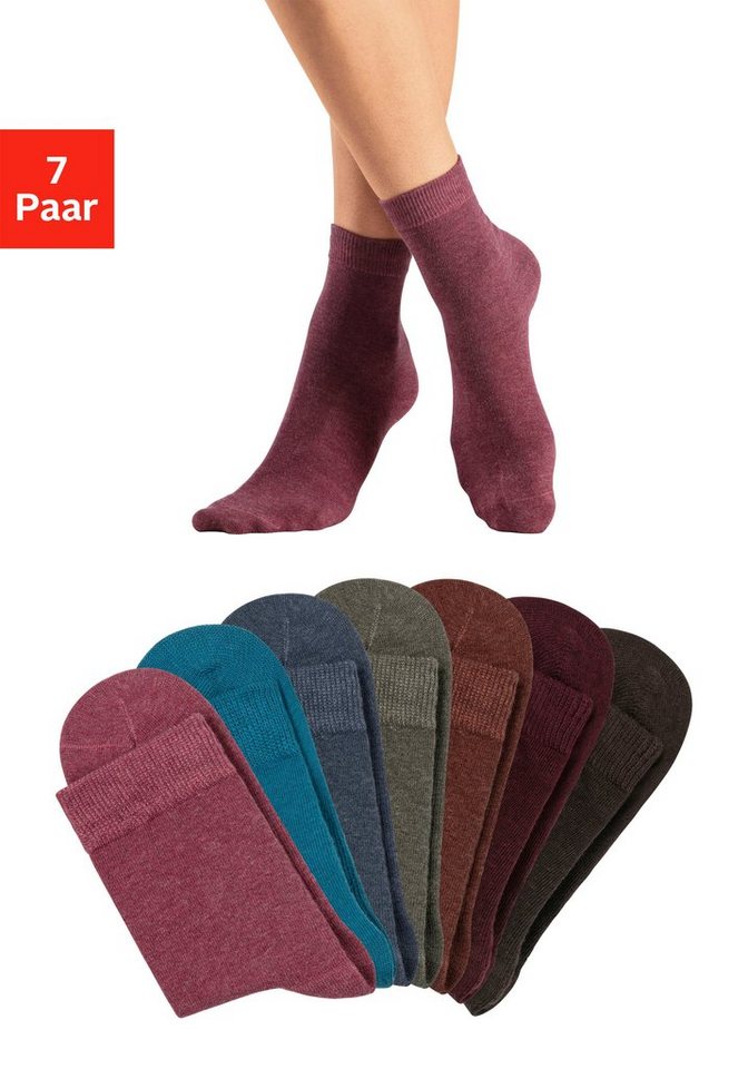 LASCANA Basicsocken (Packung, 7-Paar) in bunten Melange-Farben von LASCANA