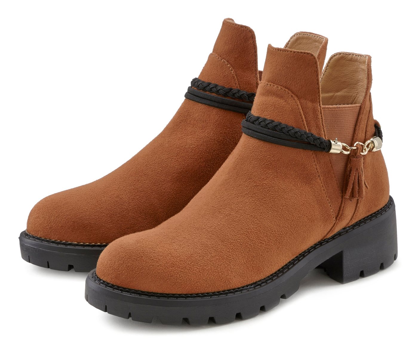 LASCANA Chelseaboots mit abnehmbarem Band und Chunky-Sohle, Ankle Boots, Stiefelette von LASCANA