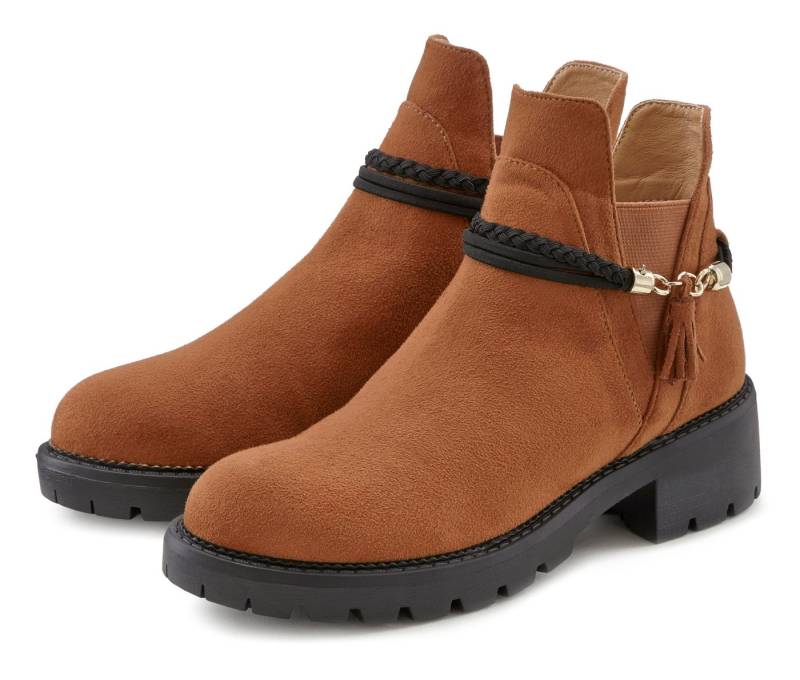 LASCANA Chelseaboots mit abnehmbarem Band und Chunky-Sohle, Ankle Boots, Stiefelette von LASCANA