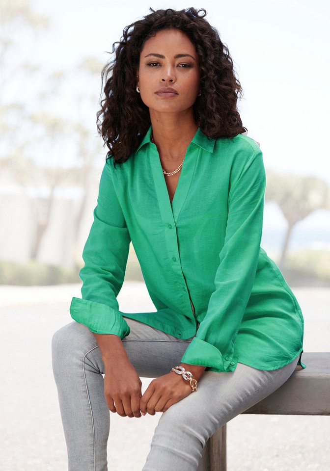 LASCANA Hemdbluse aus Leinenmix, Damenbluse mit Hemdkragen und Knopfleiste von LASCANA