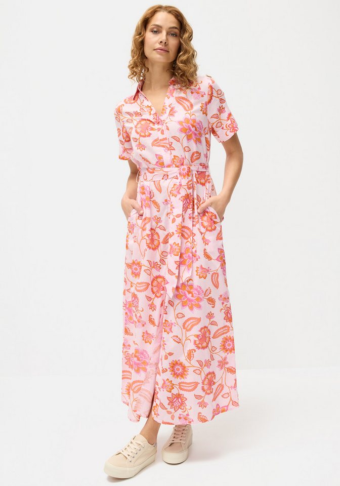 LASCANA Hemdblusenkleid (mit Bindegürtel) aus Leinenmischgewebe, Seitennahttaschen, Alloverprint von LASCANA