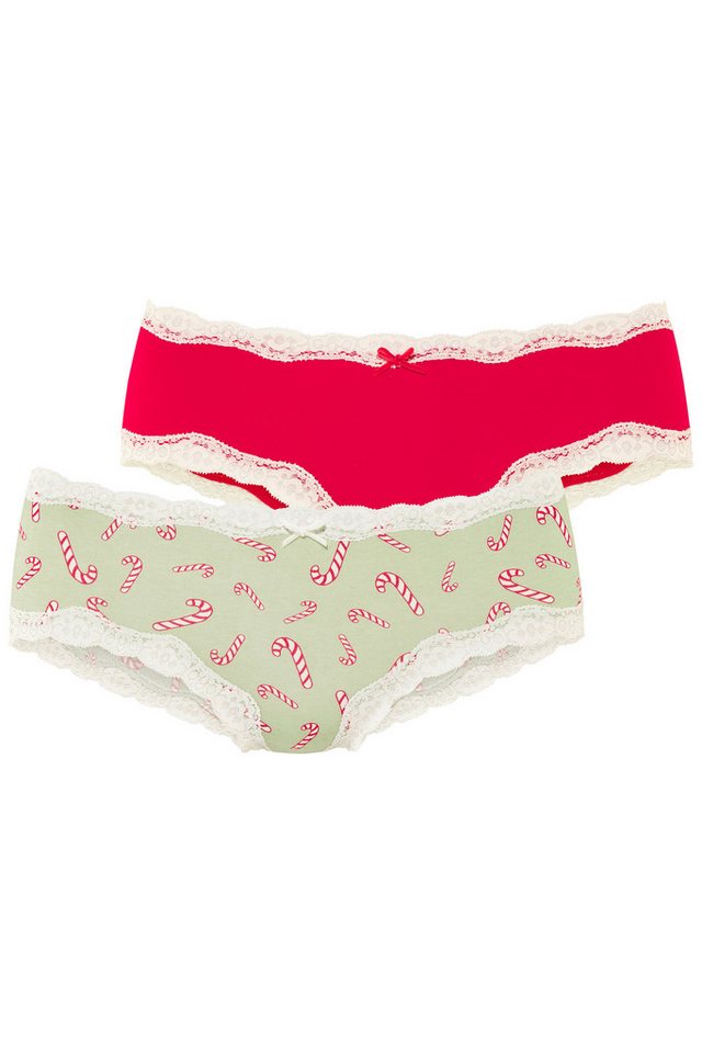 LASCANA Hipster (2er-Pack) mit feiner Spitze und weihnachtlichen Prints von LASCANA