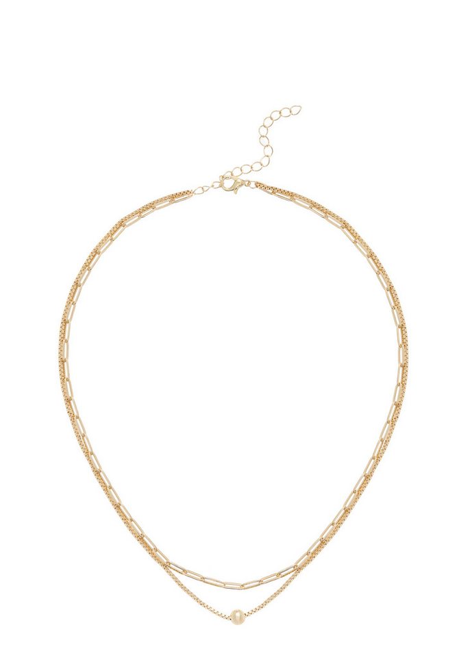 LASCANA Edelstahlkette, Halskette in Layer Optik, doppelte Kette, Collier mit Kugel LASCANA Edelstahlkette, Halskette in Layer Optik, doppelte Kette, Collier mit Kugel von LASCANA