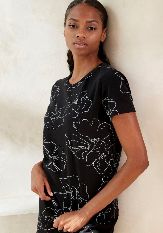 LASCANA Kurzarmshirt -T-Shirt mit Blütendruck, Loungewear von LASCANA