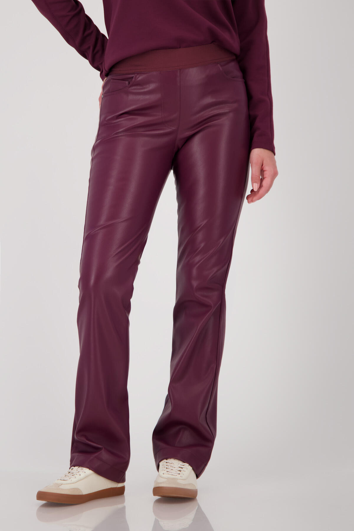 monari - Straight-Leg-Lederhose bordeaux - Gr. - 36 von monari