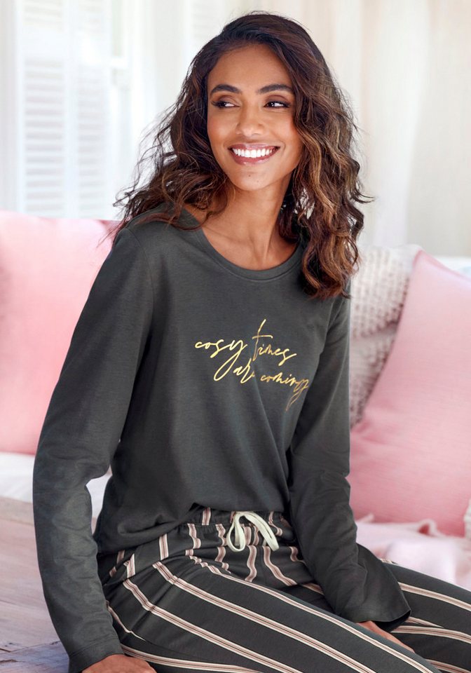 LASCANA Pyjamaoberteil mit Folienprint von LASCANA