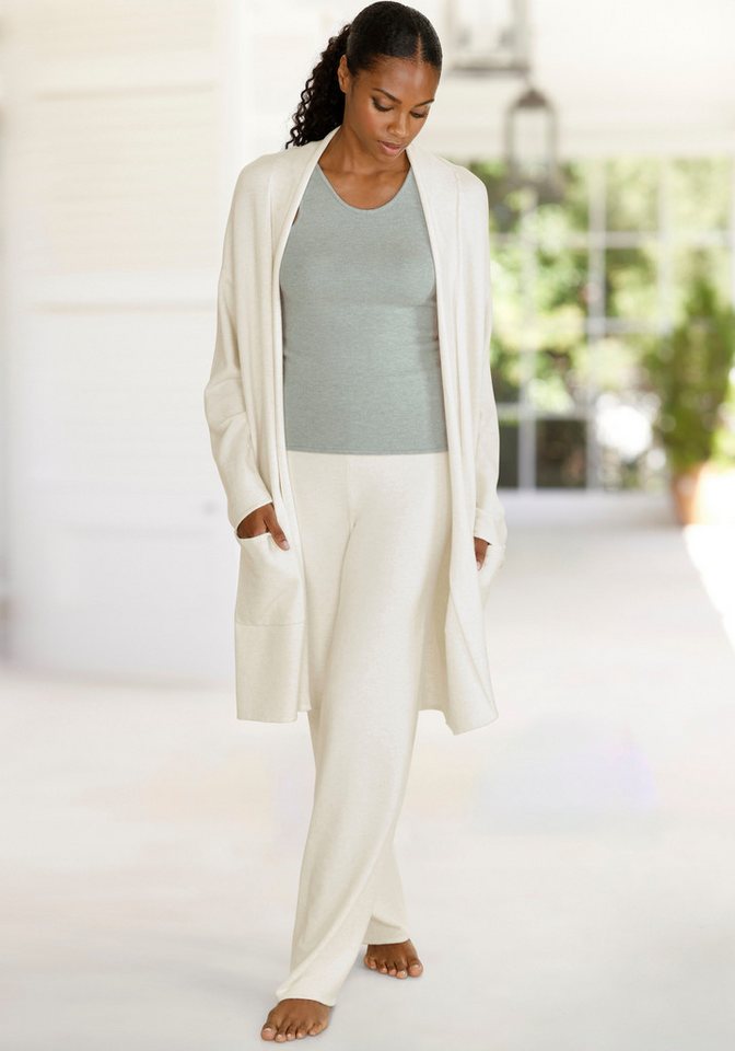 LASCANA Longstrickjacke mit aufgesetzte Taschen und Umlegekragen, Loungewear von LASCANA