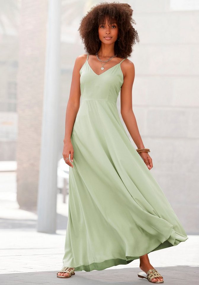 LASCANA Maxikleid aus gewebter Viskose, Cut-Out am Rücken, Chiffon-Qualität, Sommerkleid von LASCANA