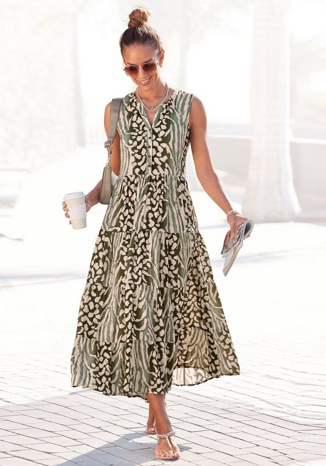 LASCANA Maxikleid mit Animalprint und Knopfleiste, Sommerkleid, Strandkleid von LASCANA