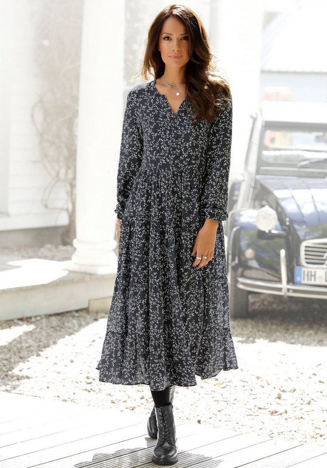 LASCANA Maxikleid mit Blumenprint und Volants, locker bequemer Look von LASCANA