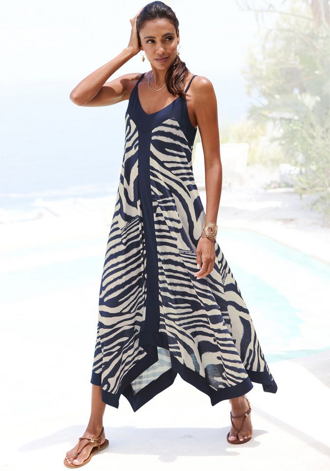 LASCANA Maxikleid mit asymmetrischem Saum, Sommerkleid, Animalprint, modisch von LASCANA