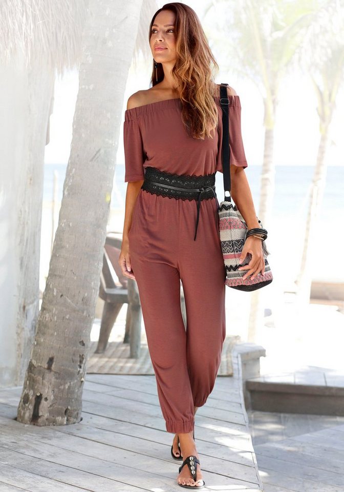LASCANA Overall im Carmenstyle, sommerlicher Jumpsuit mit Taschen, schulterferfrei von LASCANA