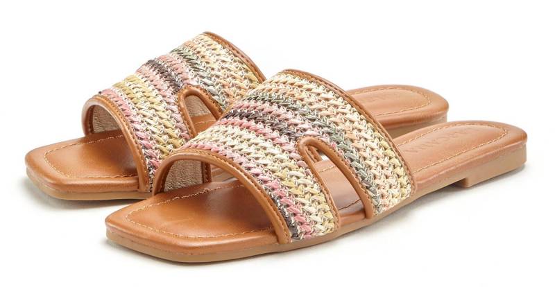 LASCANA Pantolette Mule, Sandale, offener Schuh in mehrfarbiger Bast-Optik VEGAN von LASCANA