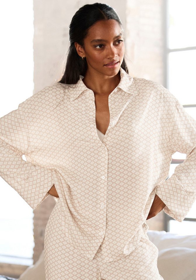 LASCANA Pyjamaoberteil mit edlem Allover-Druck von LASCANA