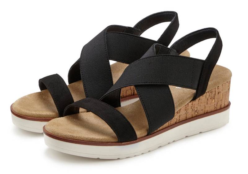 LASCANA Sommerschuh Sandalette Sandale, Sommerschuh mit Keilabsatz und elastischen Riemen VEGAN von LASCANA