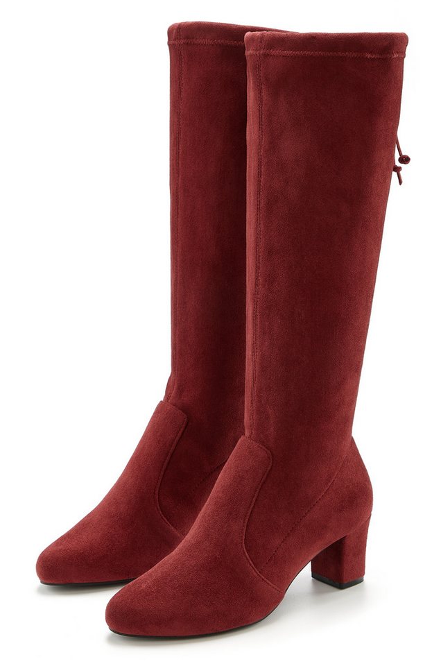 LASCANA Schlupfstiefel Schlupfboots, Slouchy Boots, Slip-On, Stretch & Blockabsatz von LASCANA
