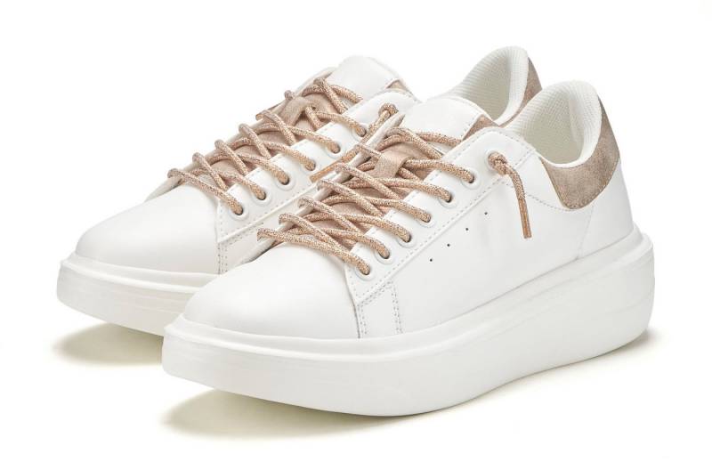 LASCANA Freizeitschuhe, Sneaker mit Metallicdetails und elastischen Schnürbändern VEGAN von LASCANA