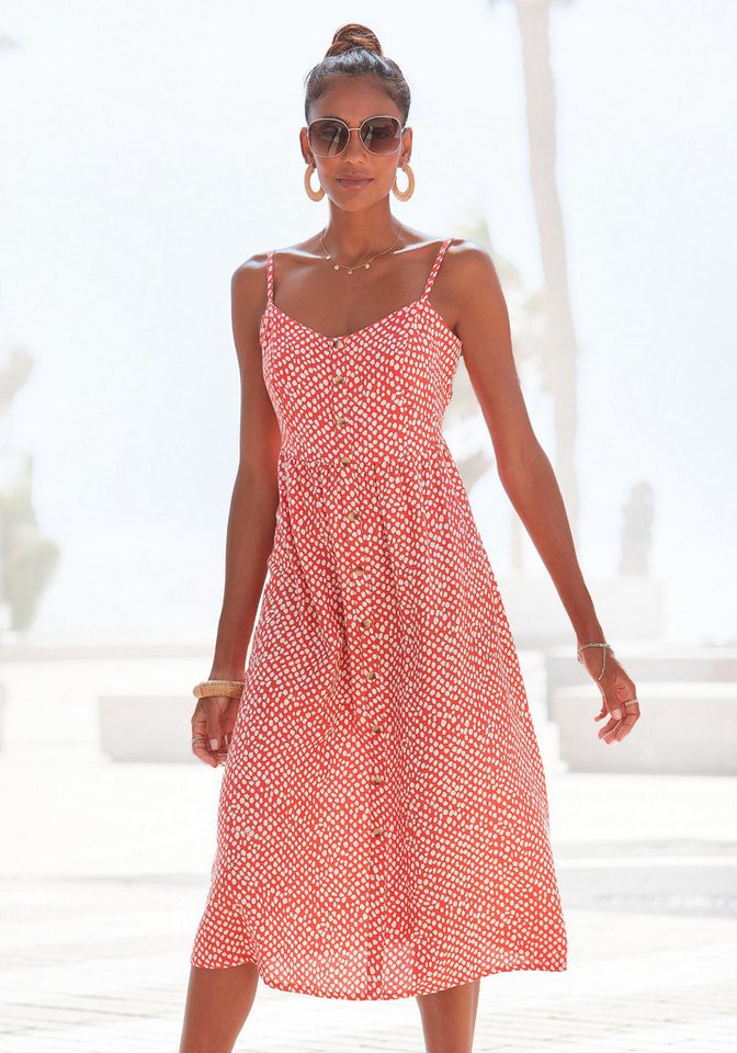 LASCANA Sommerkleid aus Leinenmix, Midikleid, Strandkleid, Druckkleid von LASCANA