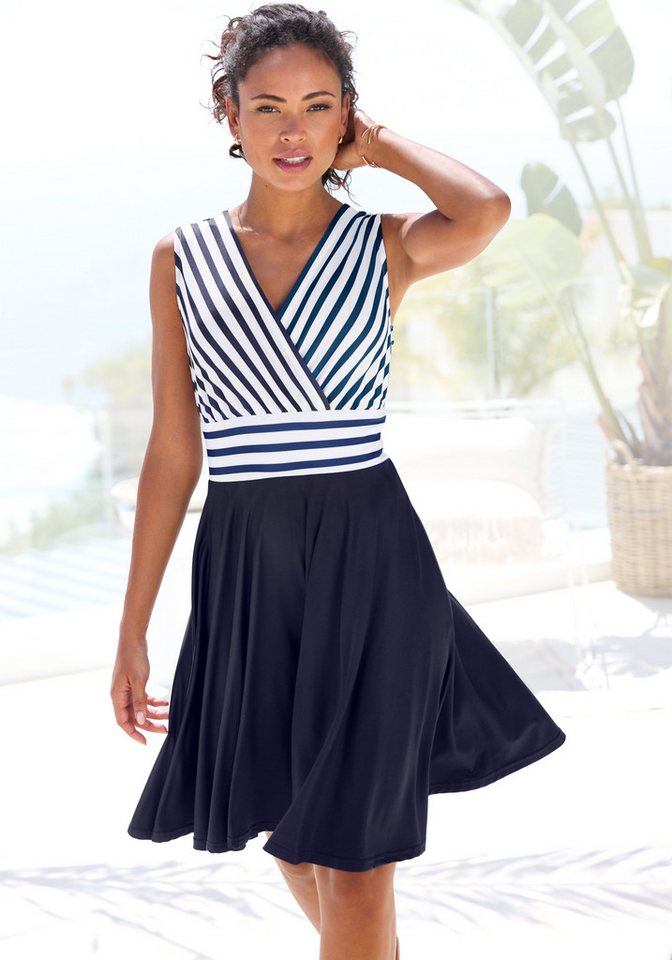 LASCANA Sommerkleid in Wickeloptik, Strandkleid, maritim von LASCANA