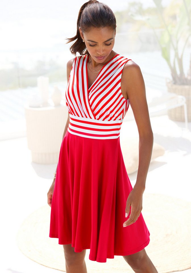 LASCANA Sommerkleid in Wickeloptik, Strandkleid, maritim von LASCANA