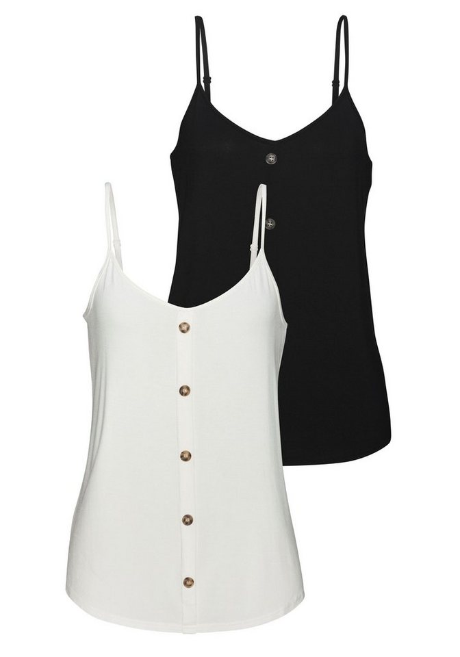 LASCANA Spaghettitop mit Zierknöpfen in Hornoptik (2er-Pack) aus weichem Viskose-Stretch von LASCANA