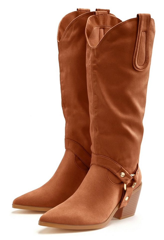 LASCANA Stiefelette Cowboy Stiefel,Slouchy Boots mit abnehmbarem Schaft,Boots VEGAN von LASCANA
