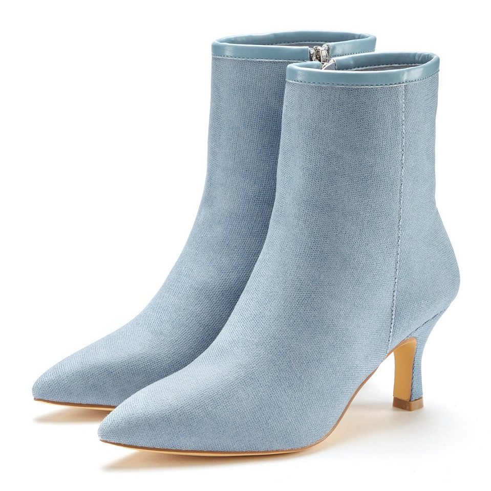 LASCANA Stiefelette High-Heel Ankle Stiefel in Denim-Optik VEGAN von LASCANA