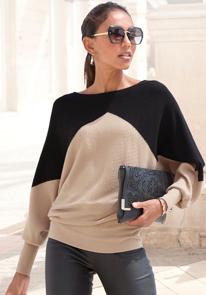 LASCANA Strickpullover mit Colorblock-Optik Fledermausärmel, modisch von LASCANA
