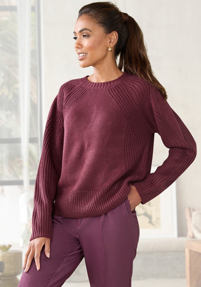 LASCANA Strickpullover mit Grobstrick-Details, Damen Pullover mit Rundhals von LASCANA